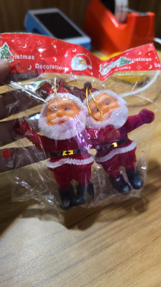 Set of 2 Santa Claus Hanging Ornaments | Christmas Tree Decorations