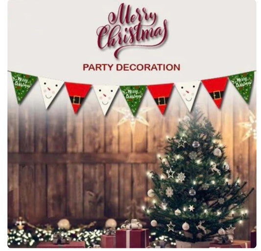 Merry Christmas Paper Triangle Bunting Banner