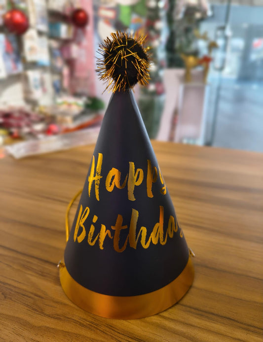 Birthday Cone Hats with Pom Poms for Kids