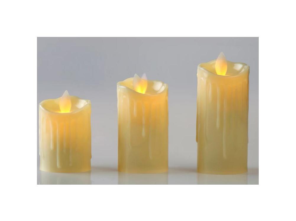LED Moving Wick Pillar Candle | Pack of 3 | 3", 4" & 5" - The Party Store