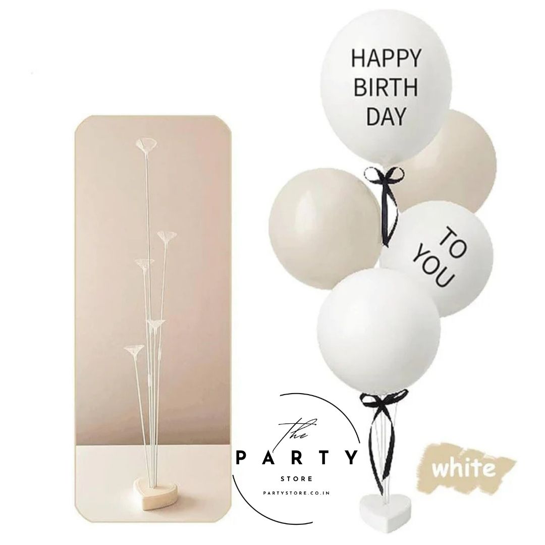 White Stand Set of 5 Balloons Anti Flipping Stand Easy to Assemble