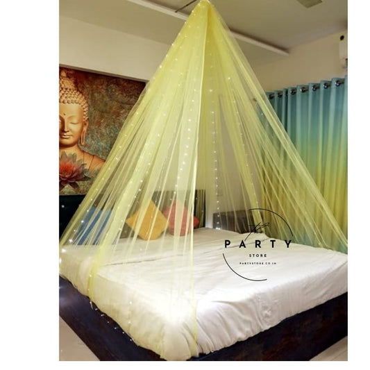 White Net Canopy Curtains. Perfect for romantic dinners, anniversary celebrations, birthday parties, and Valentine's Day