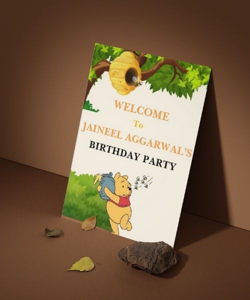 Winne the Pooh Theme Birthday party Welcome Board