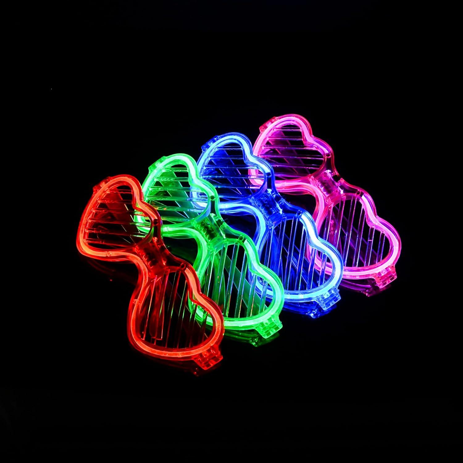 Heart Shaped Light up Glasses Favor Glow Unisex Glowing for Boys & Girls - The Party Store