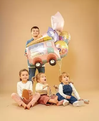 Ice Cream Truck Foil Balloon Set for Kids Birthday Party Decoration Balloon Helium inflatable , Pack of 5
