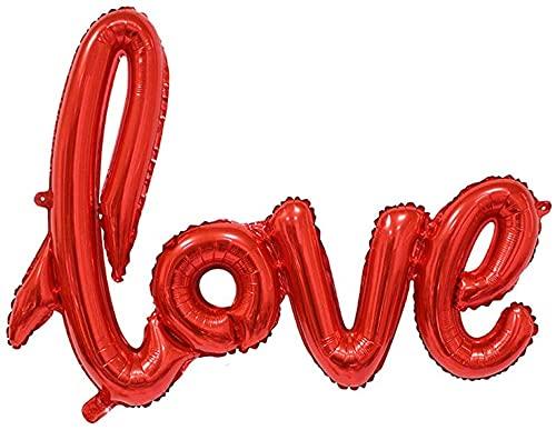 Red Love Cursive Foil Balloon Banner - The Party Store