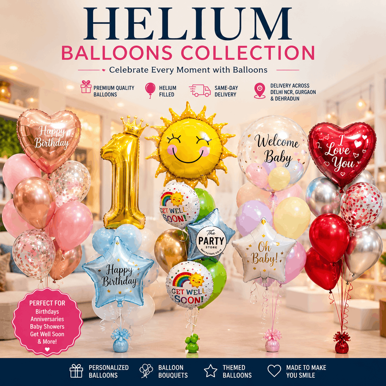 Helium Balloons – Birthday, Baby Shower, Welcome Home - Wishes , Anniversary & More