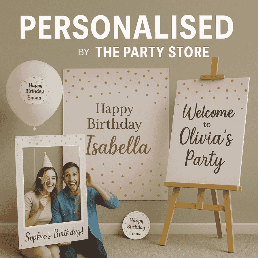 Personalised Party Items – Custom Stickers, Welcome Boards & Photo Props