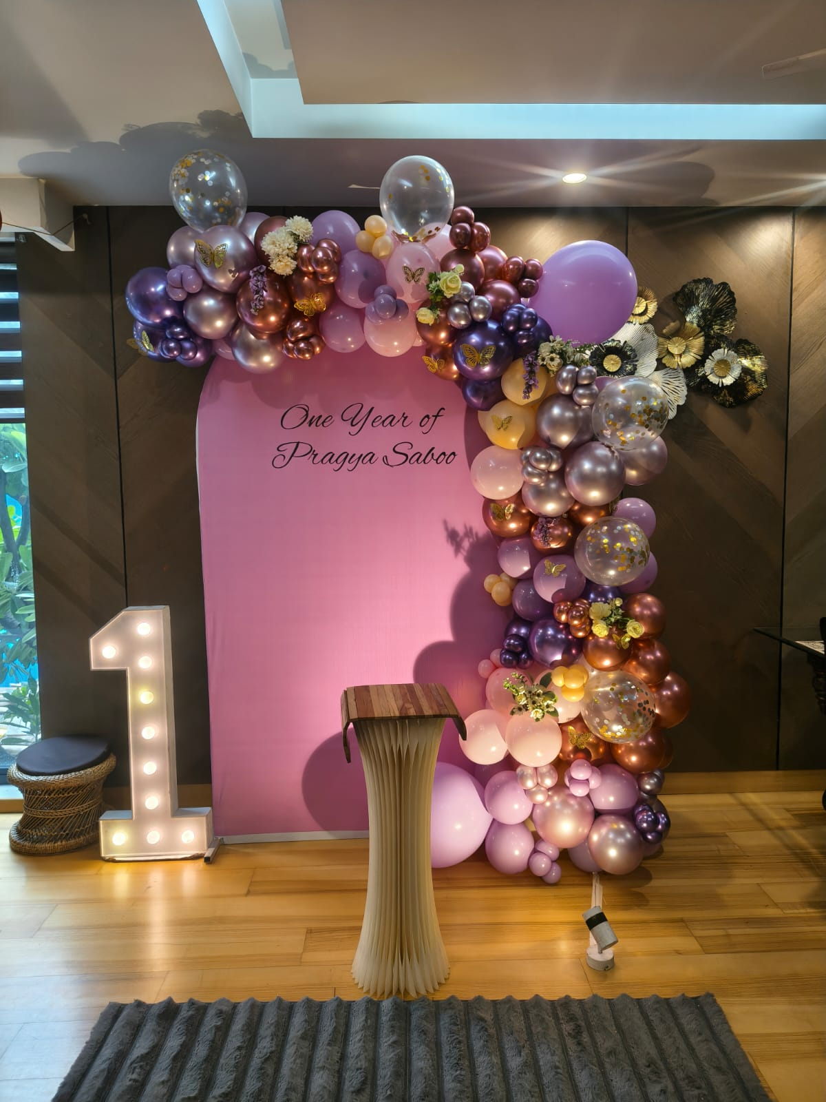 1st Birthday Decoration with Balloon Garland &amp; Number Light | The Party Store