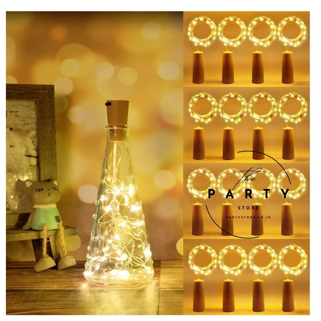 20 LED Battery Operated String Decorative Fairy Lights with Cork and Mini Copper Wire