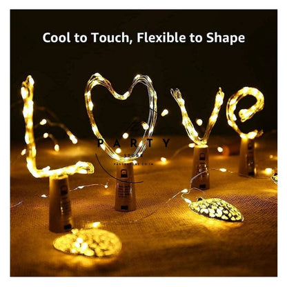 20 LED Battery Operated String Decorative Fairy Lights with Cork and Mini Copper Wire