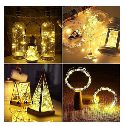 20 LED Battery Operated String Decorative Fairy Lights with Cork and Mini Copper Wire