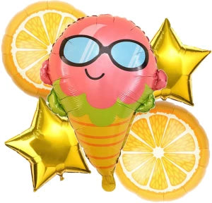 Icecream Foil Decoration for Party Supplies Balloon  (Multicolor, Pack of 5)
