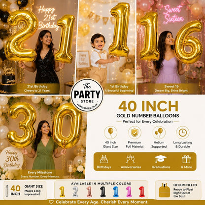 Helium Number Balloons | Age Number Foil Balloons 0–9 | Birthday Party Decorations | The Party Store