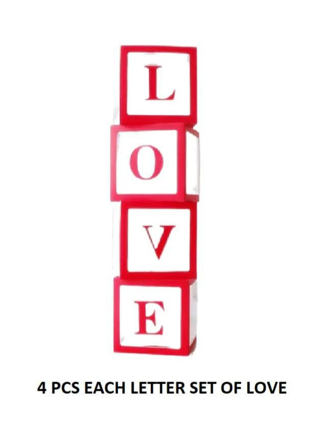 Red LOVE Balloon Cube Boxes - Party Decor | Party Supplies