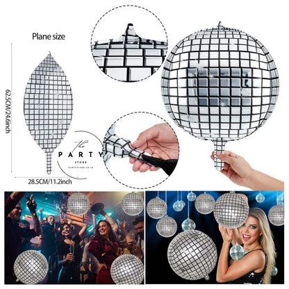 4D Sphere Disco Foil Balloons for Disco Party Decorations | Disco Ball Decor, Bachelorette Party Decorations