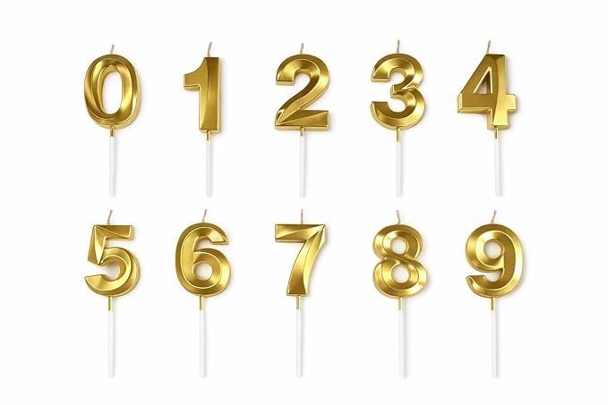 Gold Number Candles 0–9 for Birthday Cakes | The Party Store
