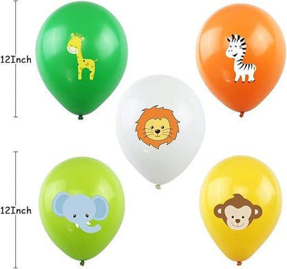 Jungle Themed Birthday Party Decor Animal Printed Latex Balloons (Pack of 10Pcs) - The Party Store