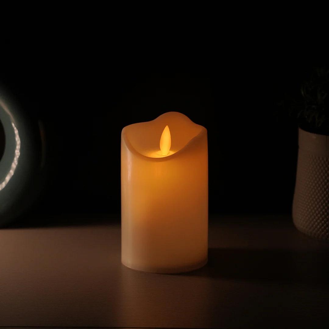 LED Moving Flame Pillar Candle - Smooth Ivory - The Party Store