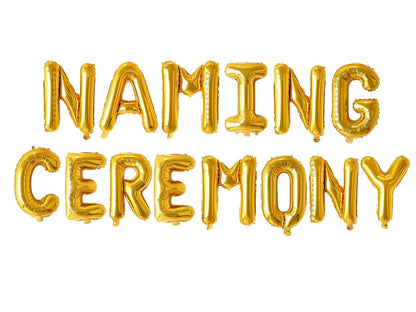 Naming Ceremony Letter Foil Balloon Gold (16 inch) for Newborn Baby Balloon