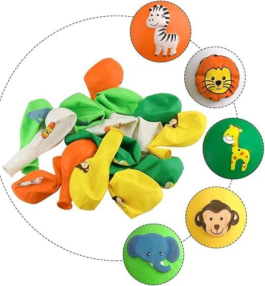 Jungle Themed Birthday Party Decor Animal Printed Latex Balloons (Pack of 10Pcs) - The Party Store