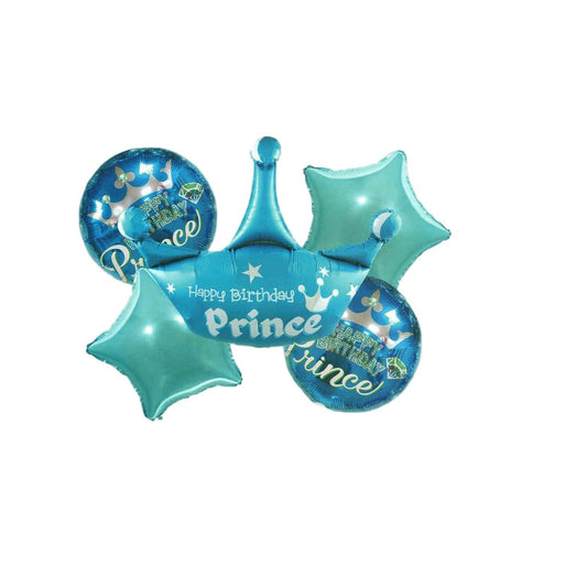 Happy Birthday Prince Foil Balloon for Party Supplies (Pack of 5Pcs) - The Party Store