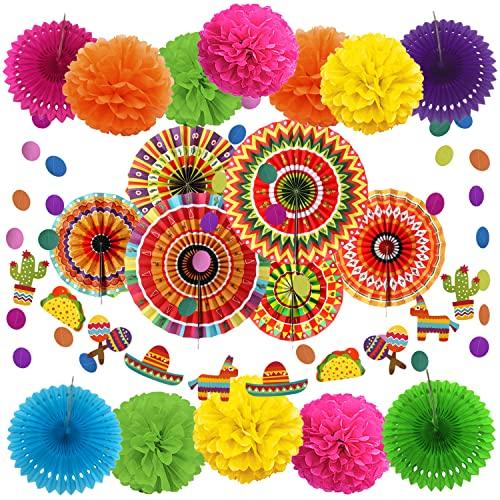 Paper Decoration 21 Pcs for Holi, Diwali, Lohri, Birthday Parties, Wedding Décor, Fiesta or Mexican Party - The Party Store
