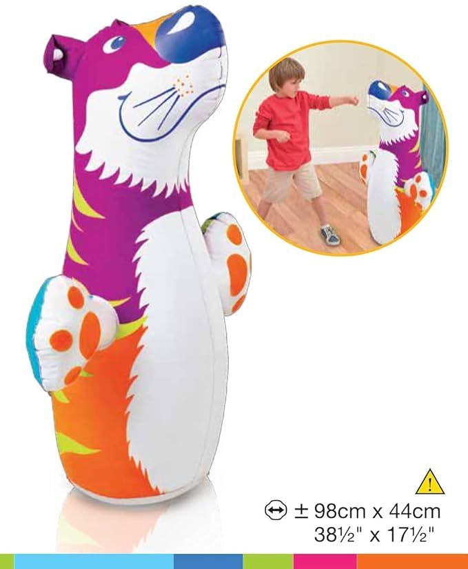 Hit Me Inflated Toy for Kids Inflatable Tiger Toy Water Filled Base BOP for Toddlers PVC Punching Bag for Kids