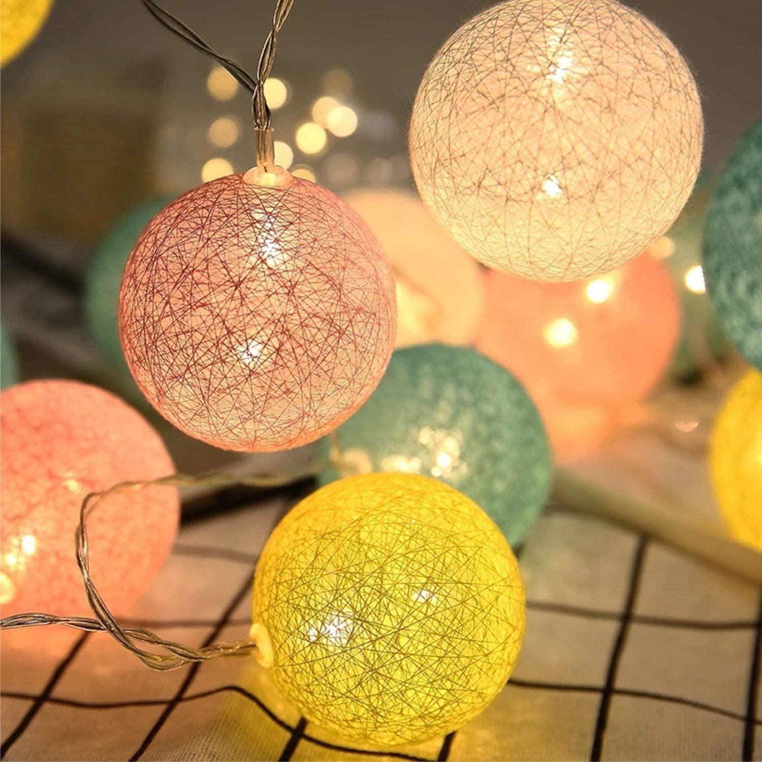 LED String Cotton Ball Lights - The Party Store
