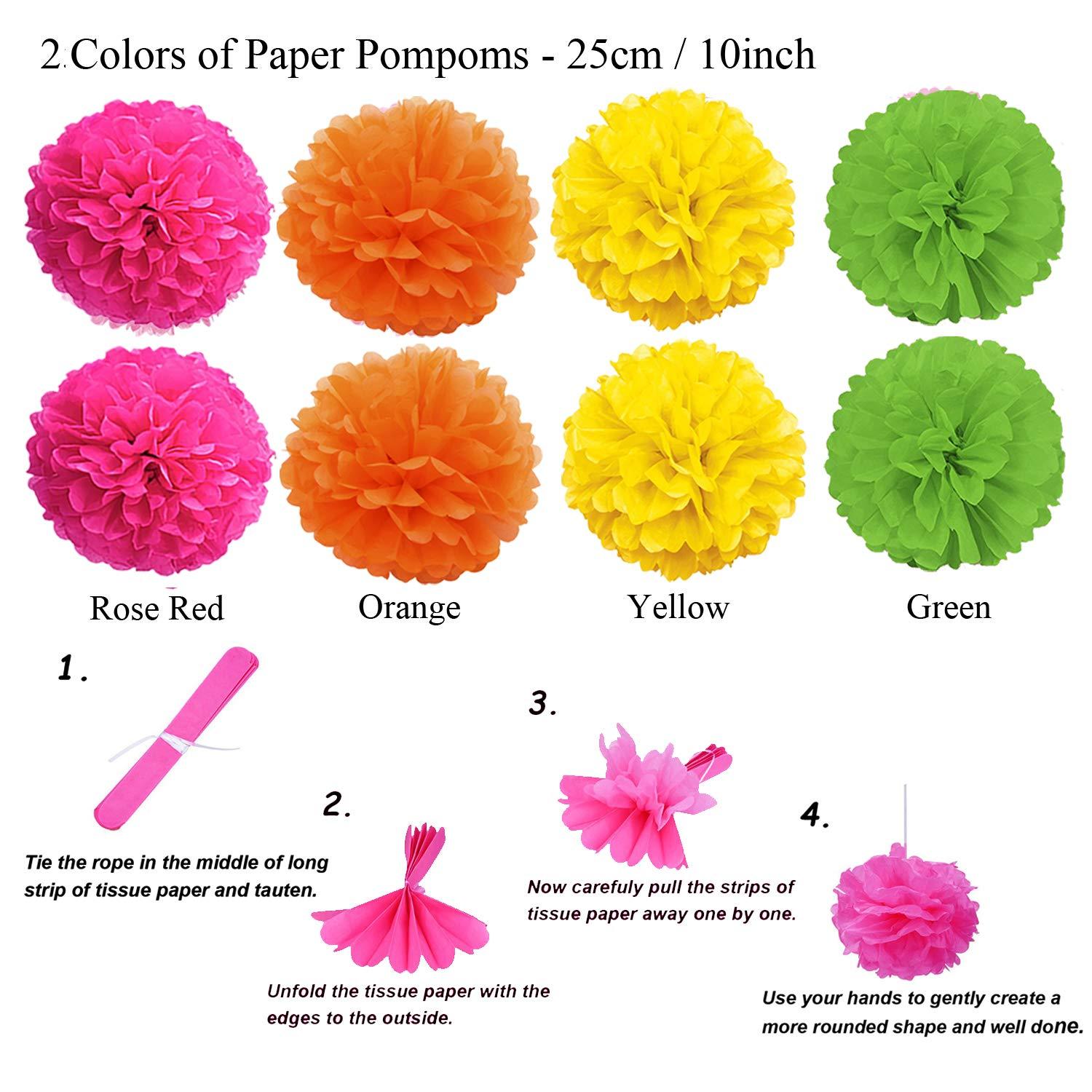 Paper Decoration 21 Pcs for Holi, Diwali, Lohri, Birthday Parties, Wedding Décor, Fiesta or Mexican Party - The Party Store