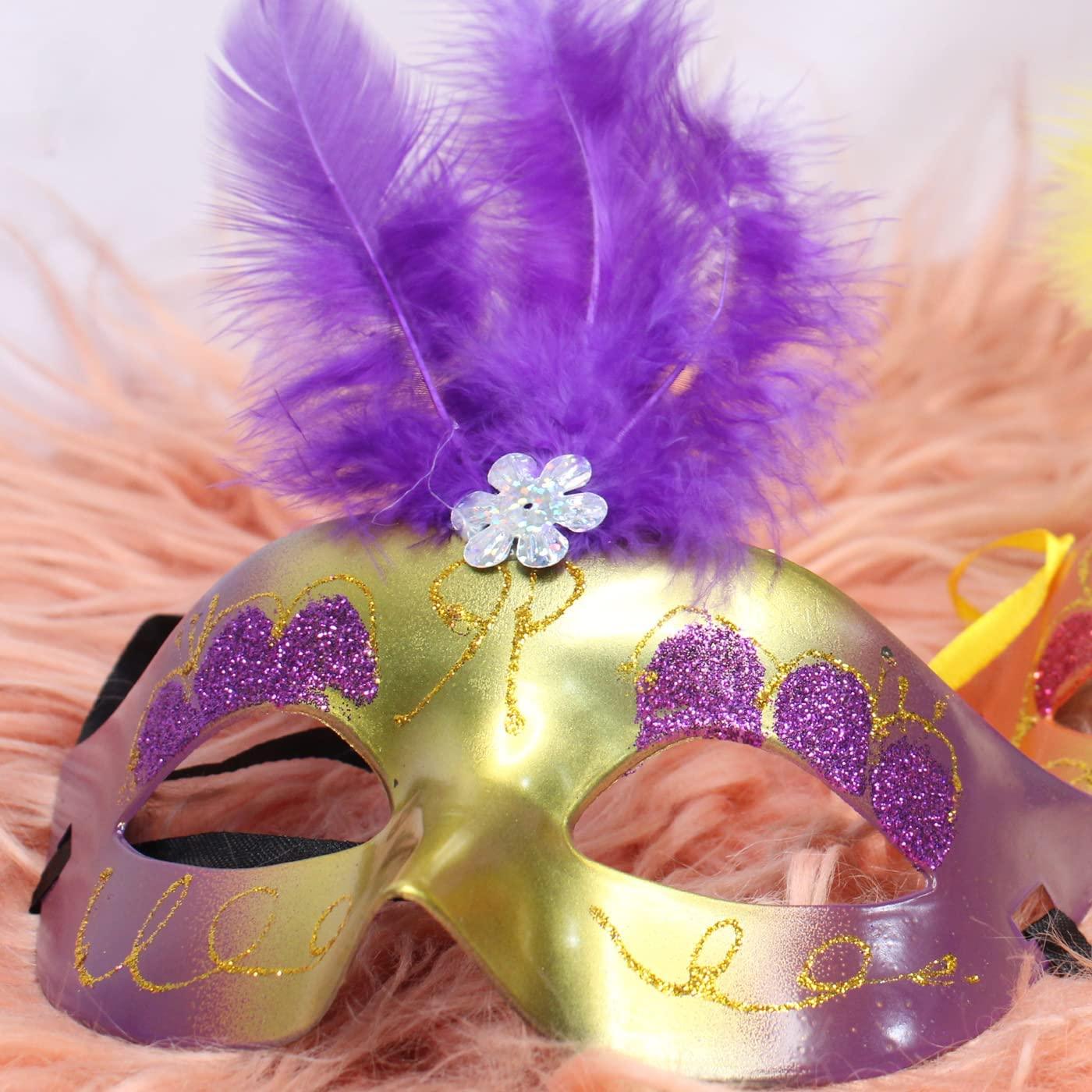 Feather Mask Venetian Party Eye Mask for Masquerade Carnival Fancy Dress mask - The Party Store