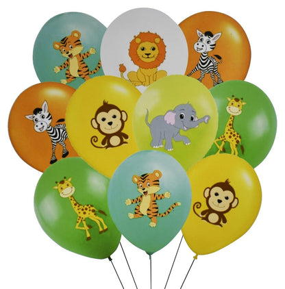 Jungle Themed Birthday Party Decor Animal Printed Latex Balloons (Pack of 10Pcs) - The Party Store