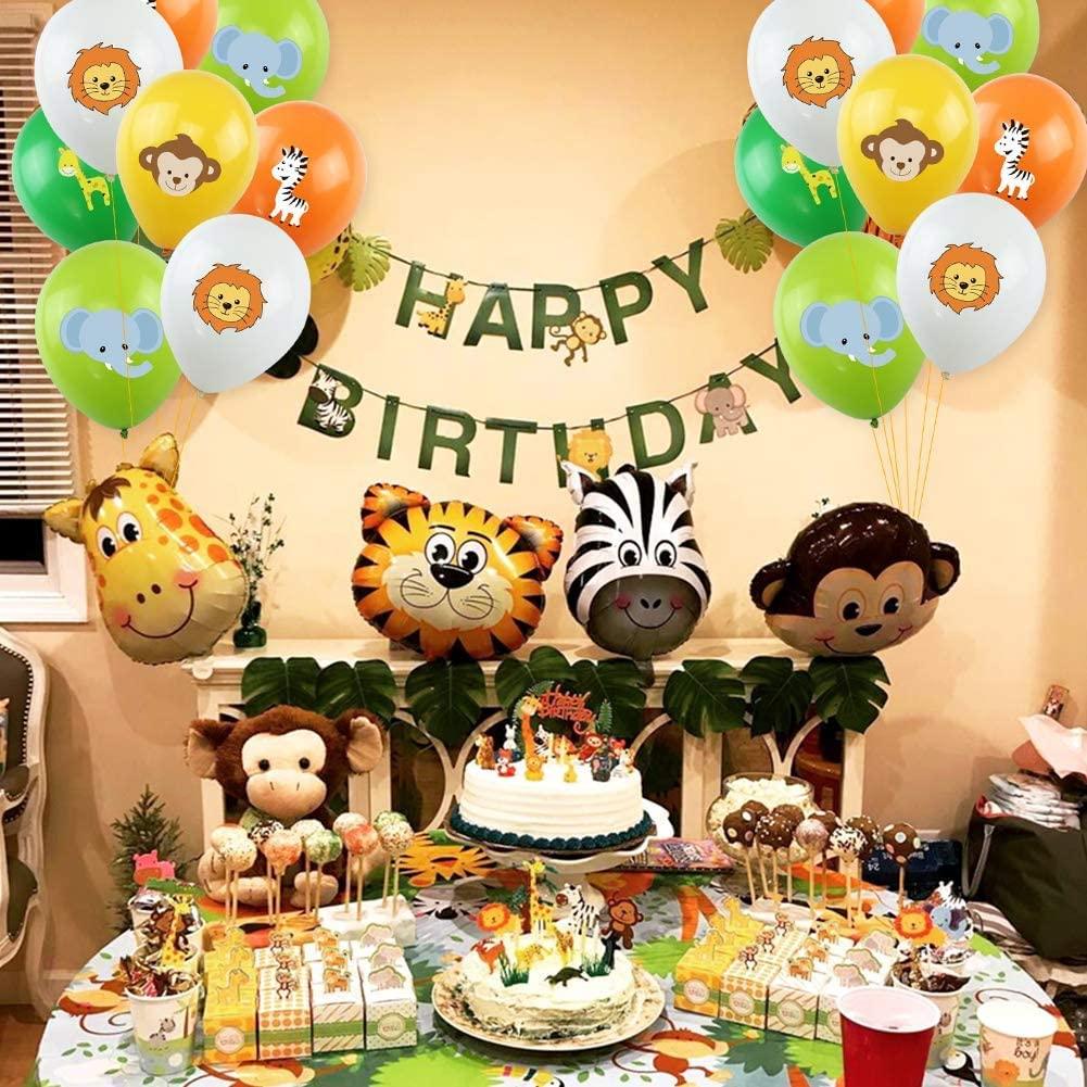 Jungle Themed Birthday Party Decor Animal Printed Latex Balloons (Pack of 10Pcs) - The Party Store