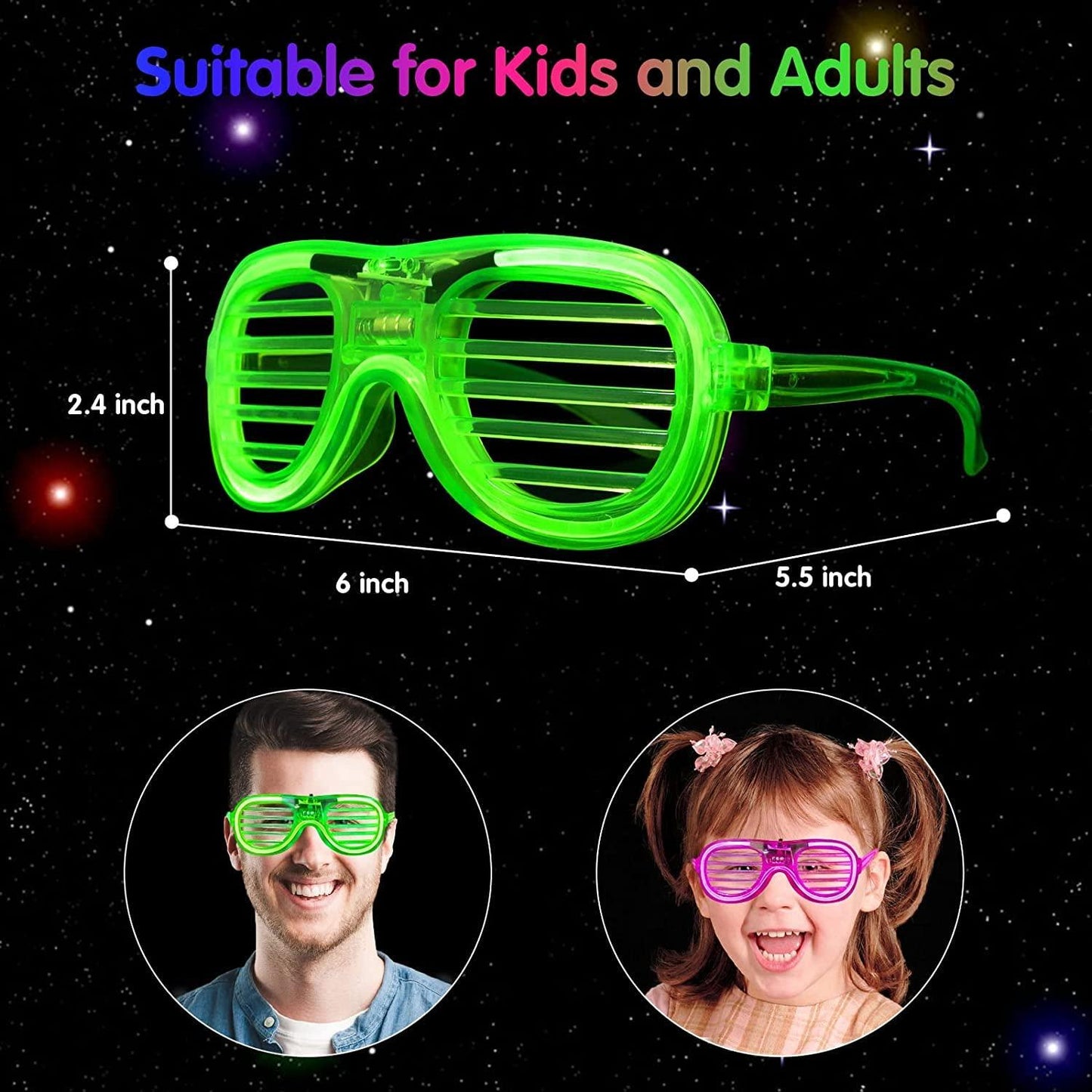 Renowned events Light up Shutter led neon Rave Glasses Glow in dark Party Eyeglass - The Party Store
