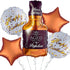 Whiskey Bottle Super Shape Foil Balloon with Star Balloons Golden and Black Pack of 5 Pcs - The Party Store