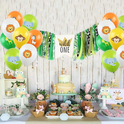 Jungle Themed Birthday Party Decor Animal Printed Latex Balloons (Pack of 10Pcs) - The Party Store
