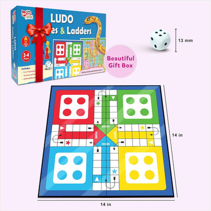 Snakes &amp; Ladders Big Size Board Game | 14”x14” Foldable Game Board with Dice | 2-in-1 Board Game - The Party Store