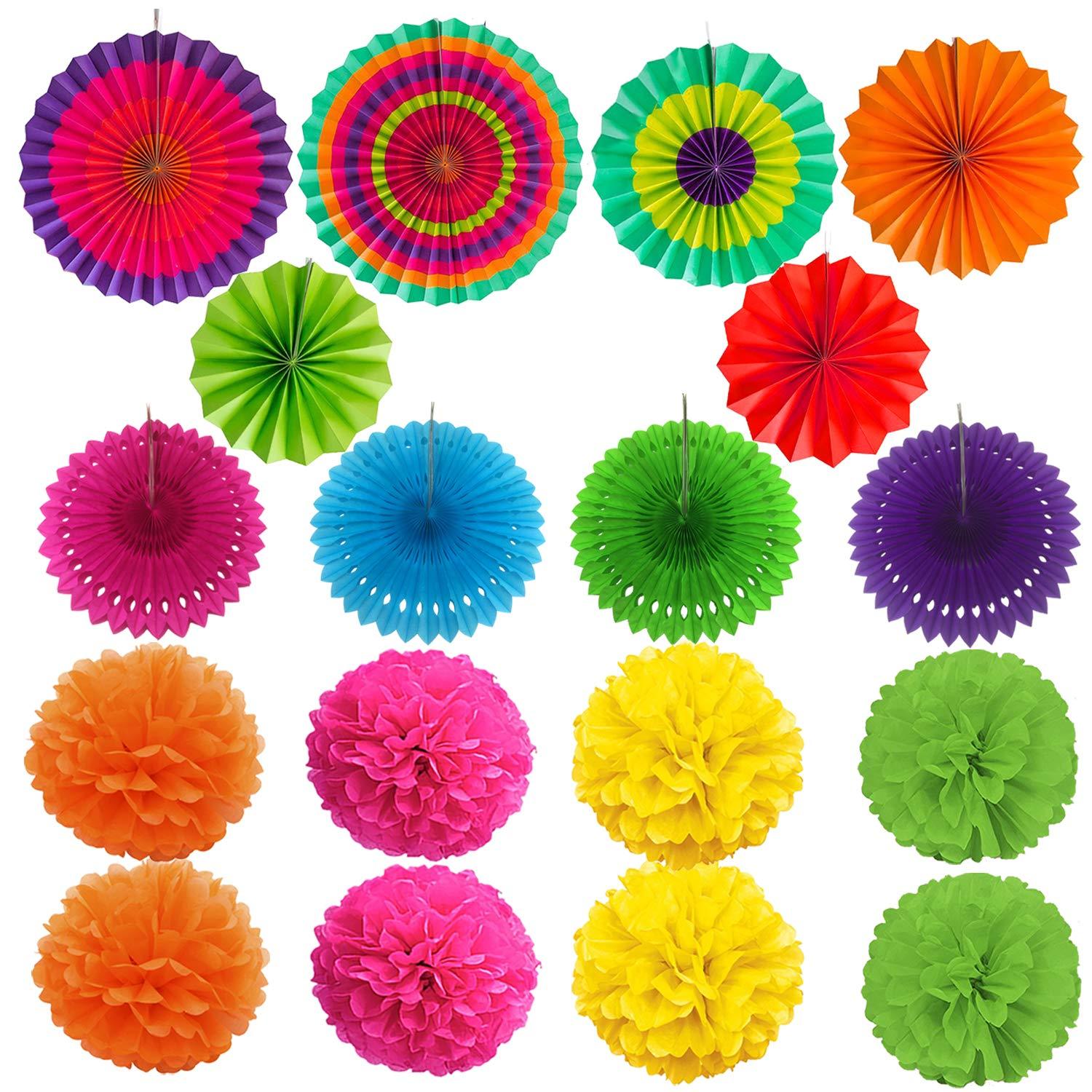 Paper Decoration 21 Pcs for Holi, Diwali, Lohri, Birthday Parties, Wedding Décor, Fiesta or Mexican Party - The Party Store