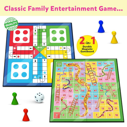 Snakes &amp; Ladders Big Size Board Game | 14”x14” Foldable Game Board with Dice | 2-in-1 Board Game - The Party Store