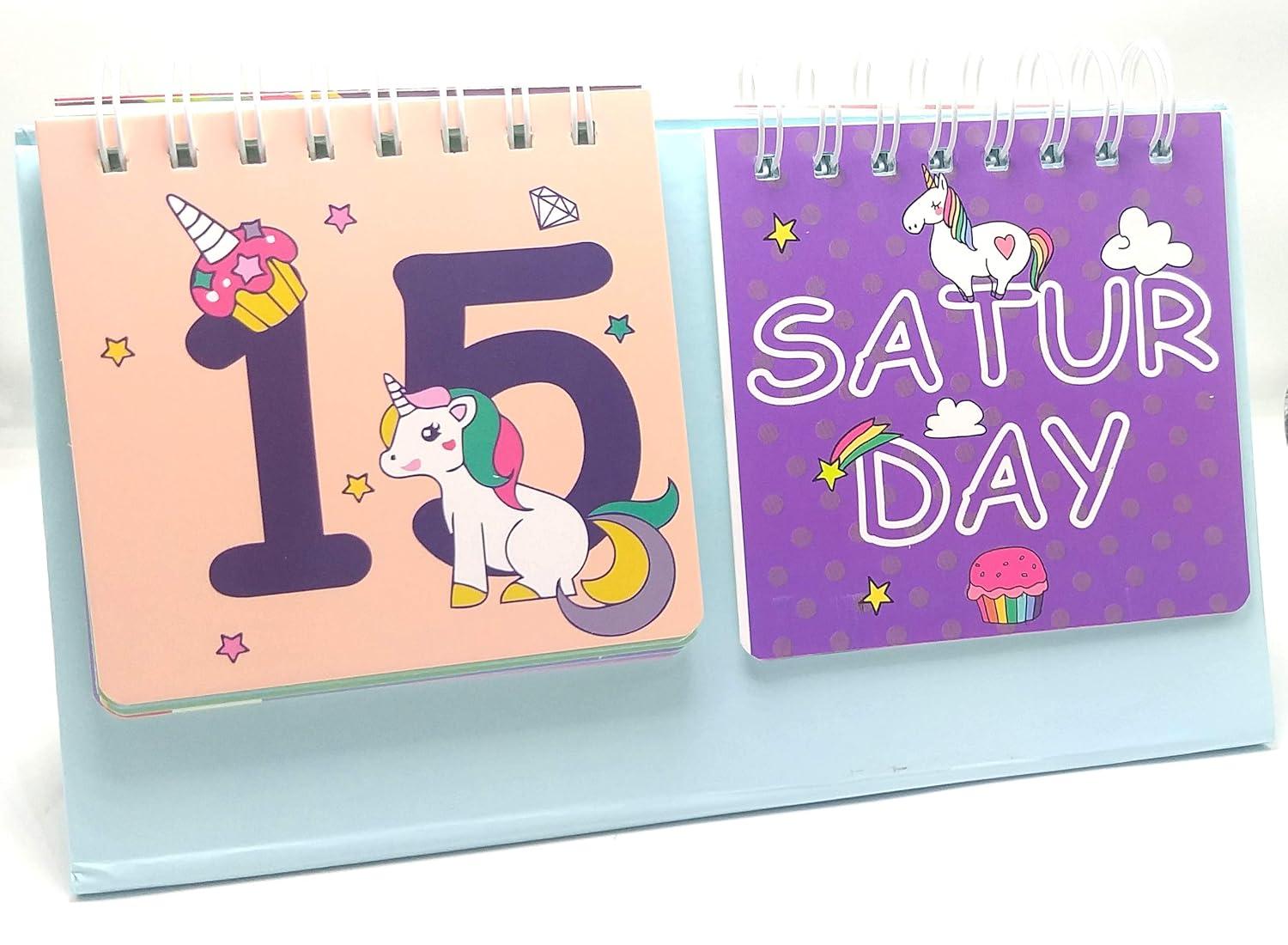 Unicorn Daily Date Desk Universal Calendar - The Party Store