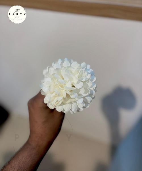 Artificial White Dahlia – Soft Silk Decorative Flower Stem