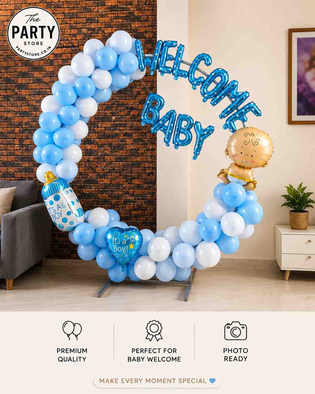 Welcome Baby Balloon Decoration | Boy &amp; Girl Baby Welcome Setup | The Party Store