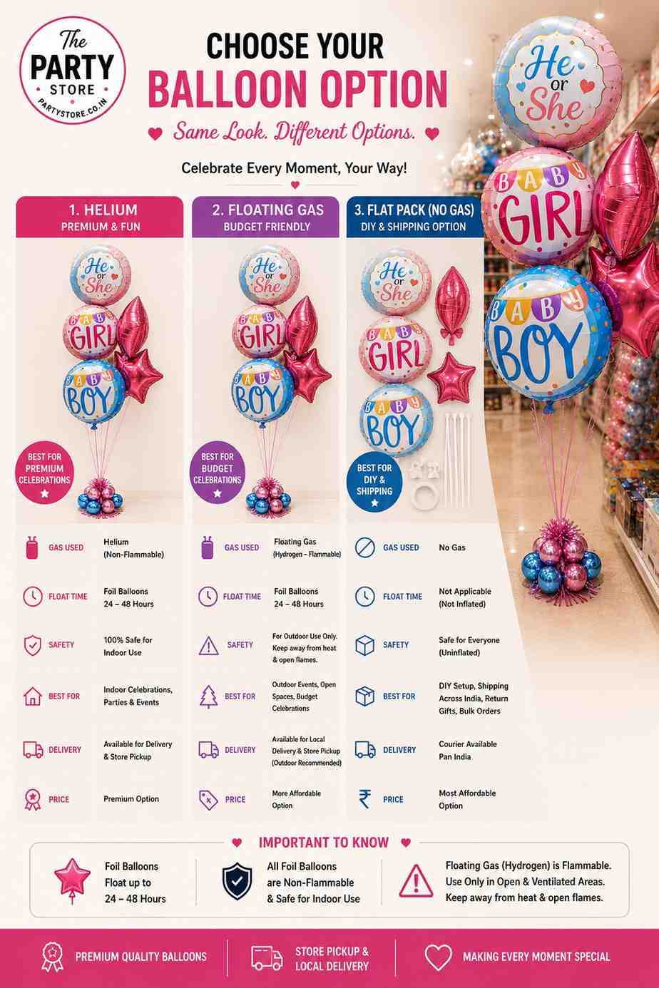 Baby Shower Balloon Bouquet with Helium Balloons | The Party Store