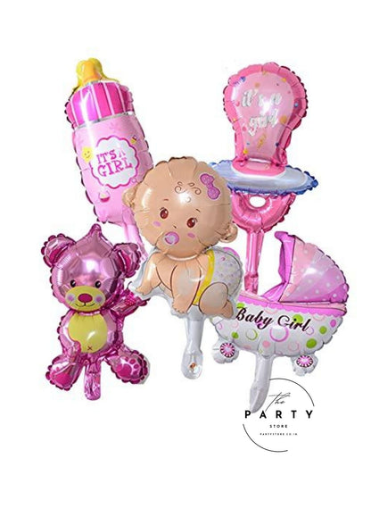 Baby Girl Foil Balloons for Baby Shower Decoration (Pack of 5Pcs)