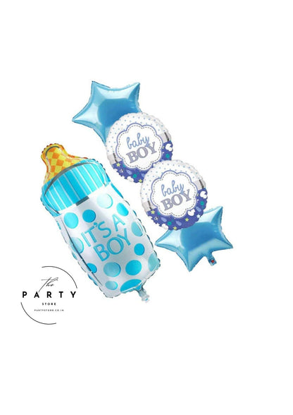 Baby Shower Its a Boy Decoration Foil Balloons with Baby Feeding Bottle (Pack of 5Pcs)