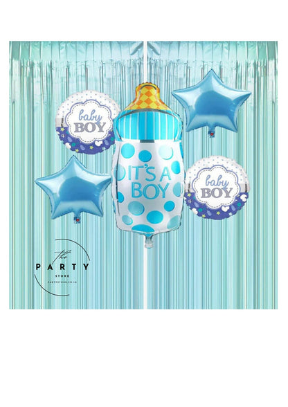 Baby Shower Its a Boy Decoration Foil Balloons with Baby Feeding Bottle (Pack of 5Pcs)