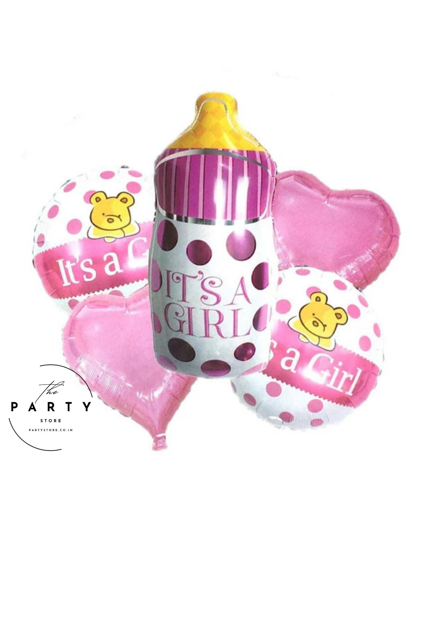 Baby Shower Its a Girl Decoration Foil Balloons with Baby Feeding Bottle (Pack of 5Pcs)