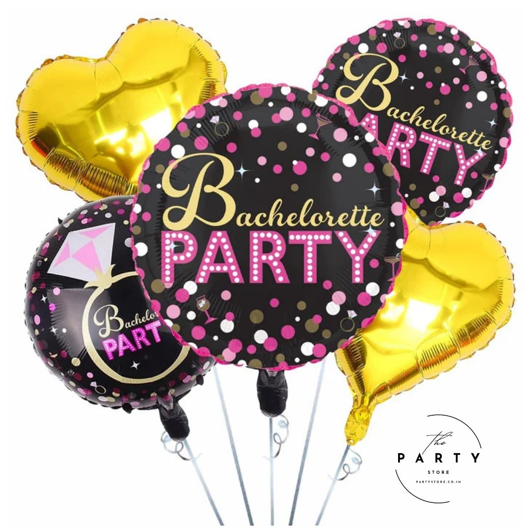 Bachelorette Party Decorations Heart &amp; Round Foil Balloons (Set Of 5 Pcs)