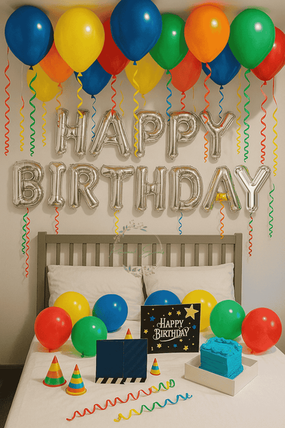 Simple Balloon Decoration for His Birthday at Home