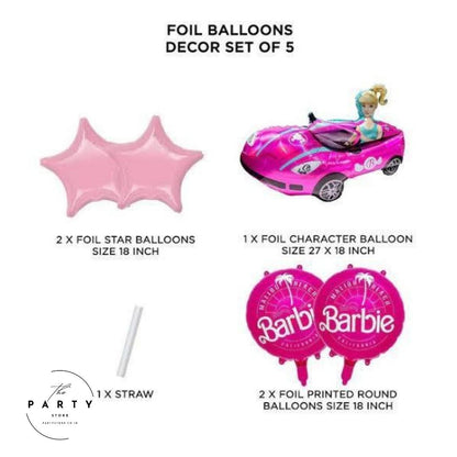 Barbie Theme Foil Balloons for Party Decor (Pack of 5)